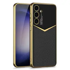 GKK Galaxy S25 Plus Skal L&auml;der Hybrid Electroplate Kolfiber Textur