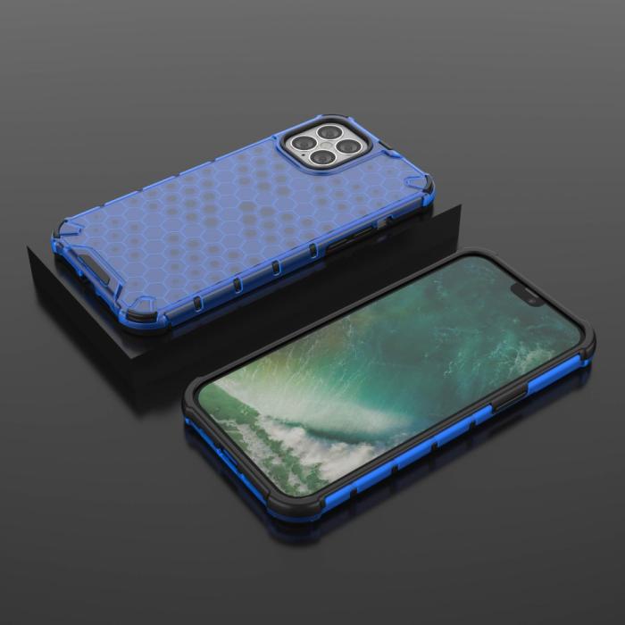 Bild 3, iPhone 12 Pro Max - Armor Honeycomb Textur - Blå