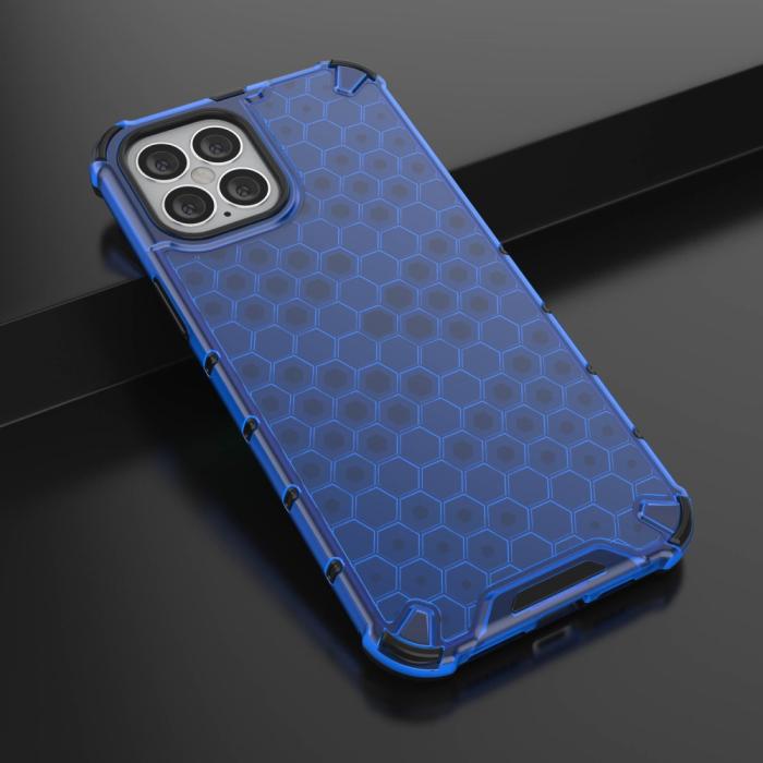 Bild 4, iPhone 12 Pro Max - Armor Honeycomb Textur - Blå