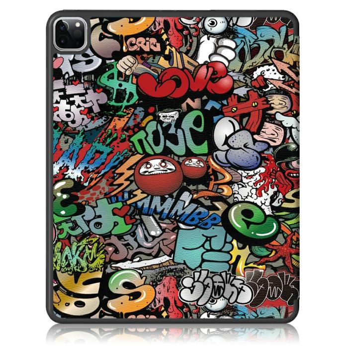 Bild 3, iPad Pro 12.9 (2020/2021) - Tri-Fold Fodral Med Pennhållare - Grafitti