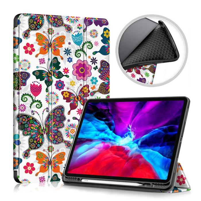 Bild 1, iPad Pro 12.9 (2020/2021) - Tri-Fold Fodral Med Pennhållare - Fjärilar