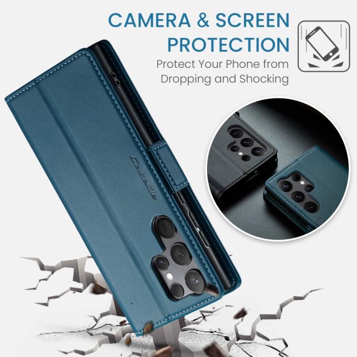 Bild 6, CASEME Galaxy S24 Ultra Fodral Slim Litchi Läder Blå
