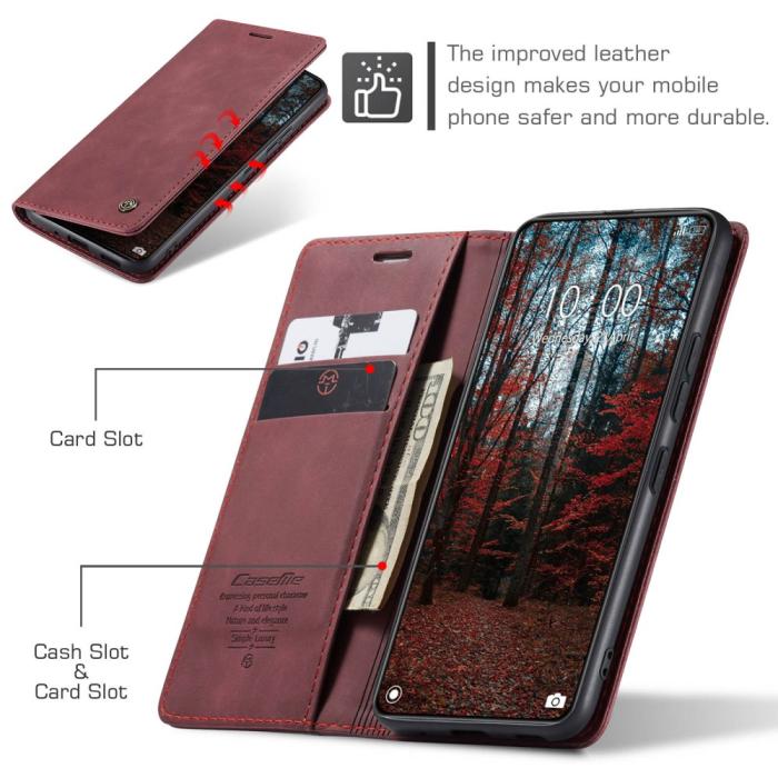 Bild 5, CASEME Xiaomi 14 Fodral Flip Läder Röd