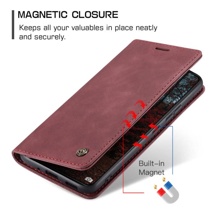 Bild 6, CASEME Xiaomi 14 Fodral Flip Läder Röd