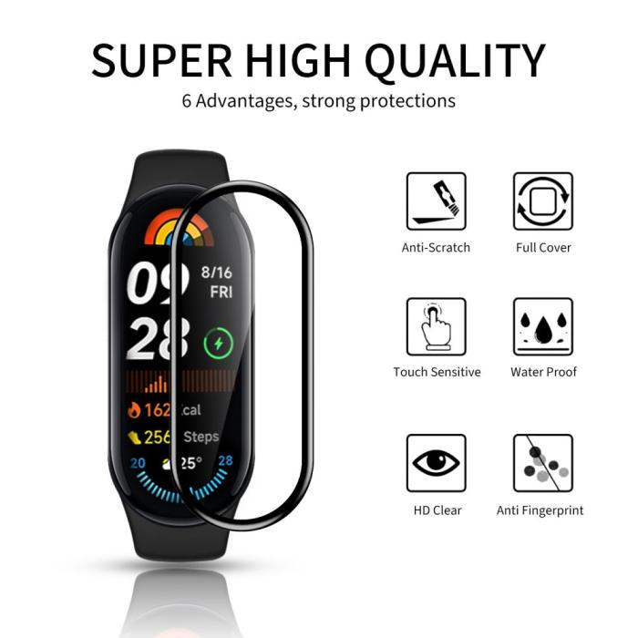 Bild 3, HOFI Xiaomi Smart Band 9 2-PACK Skärmskydd Pro+ Hybrid Glas Svart