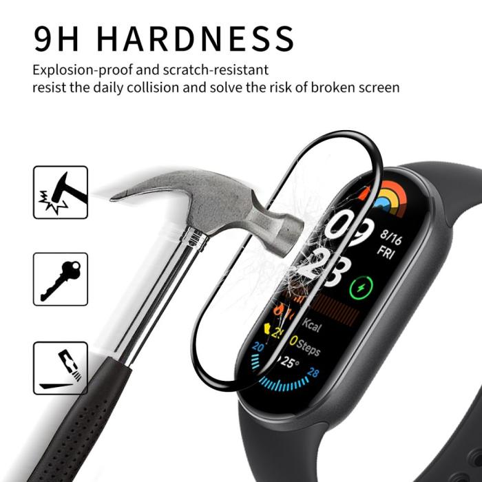 Bild 4, HOFI Xiaomi Smart Band 9 2-PACK Skärmskydd Pro+ Hybrid Glas Svart