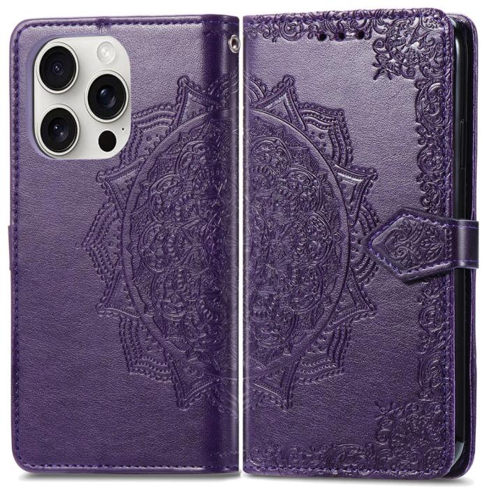 Bild 1, iPhone 16 Pro Fodral Mandala Läder Lila