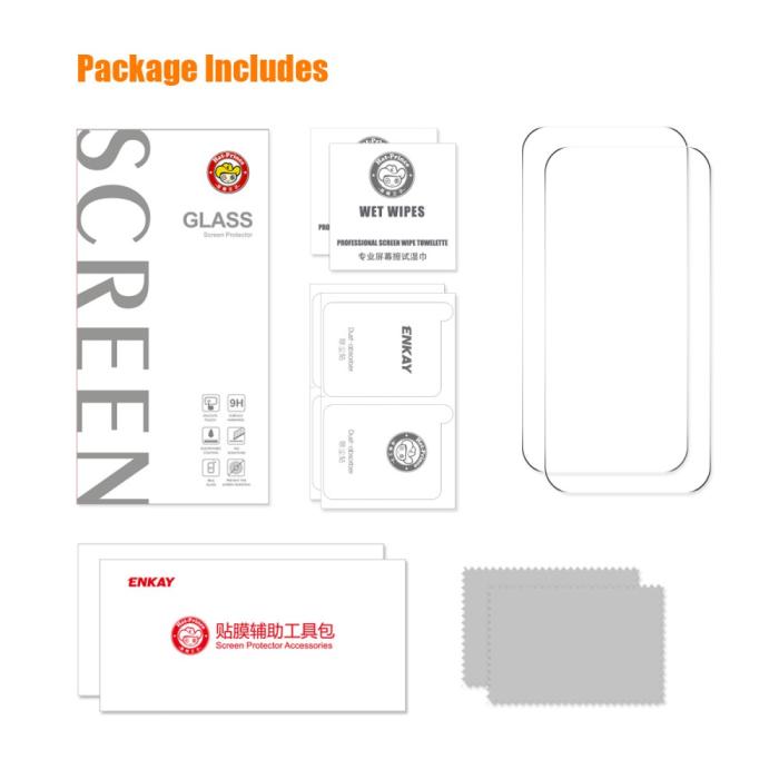 Bild 6, ENKAY iPhone 15 2-PACK Skärmskydd Härdat Glas