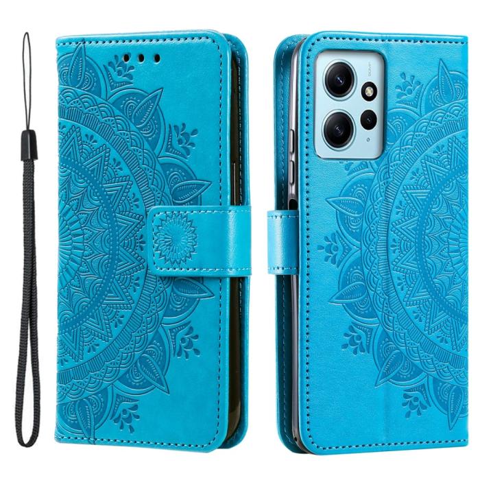 Bild 1, Xiaomi Redmi Note 12 4G Fodral Mandala Läder Blå