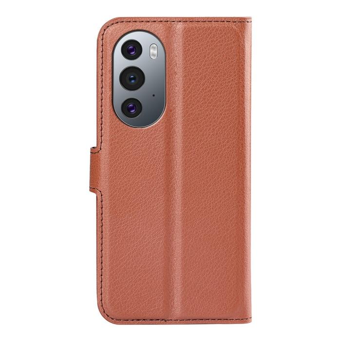 Bild 3, Motorola Edge 30 Pro Fodral Litchi Textur Brun
