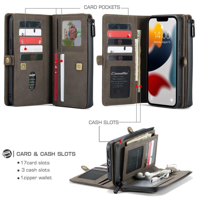 Bild 2, CASEME iPhone 13 Pro Max Fodral/Skal Magnet 2in1 Multifunktionell Brun