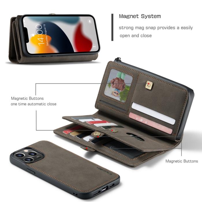 Bild 6, CASEME iPhone 13 Pro Max Fodral/Skal Magnet 2in1 Multifunktionell Brun