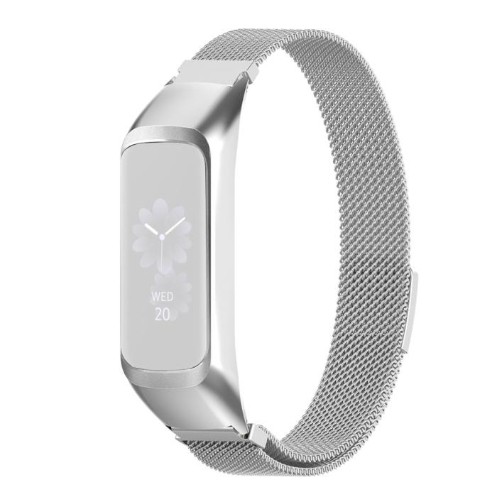 Bild 1, Samsung Galaxy Fit 2 Metall Armband Milanese Loop Silver