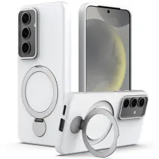 Samsung Galaxy S25 / S24 Skal MagSafe Kickstand Hybrid Vit