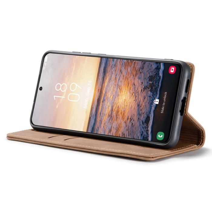 Bild 3, CASEME Galaxy S24 Plus Fodral Flip Retro Läder Brun