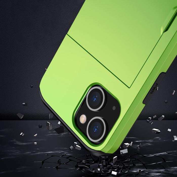 Bild 6, iPhone 15 Plus Skal Hybrid Med Kortfack Grön
