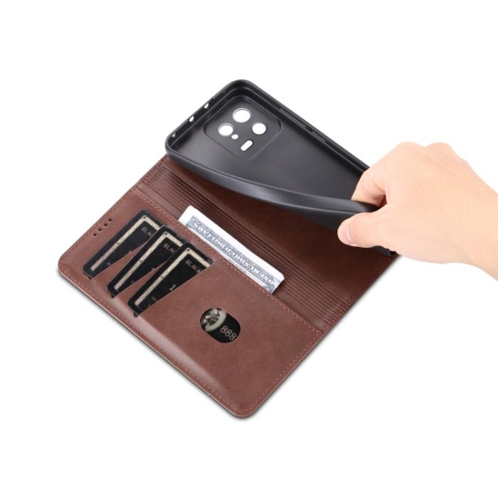 Bild 6, AZNS Xiaomi 13 5G Fodral Flip Läder Mörk Brun
