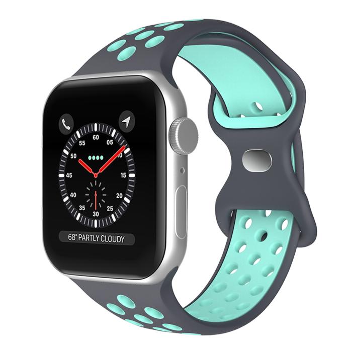 Bild 2, Sportarmband Dual-Color Apple Watch 41/40/38 mm (S/M) Grå/Teal