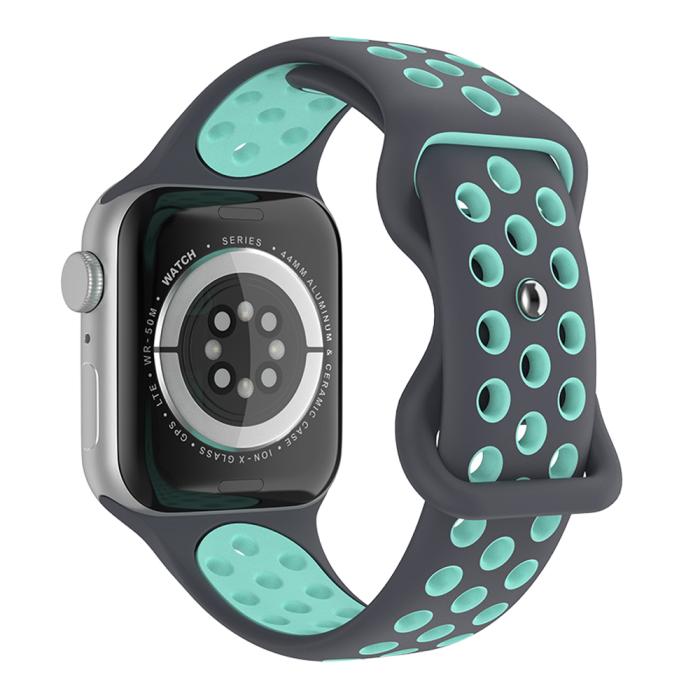 Bild 1, Sportarmband Dual-Color Apple Watch 41/40/38 mm (S/M) Grå/Teal