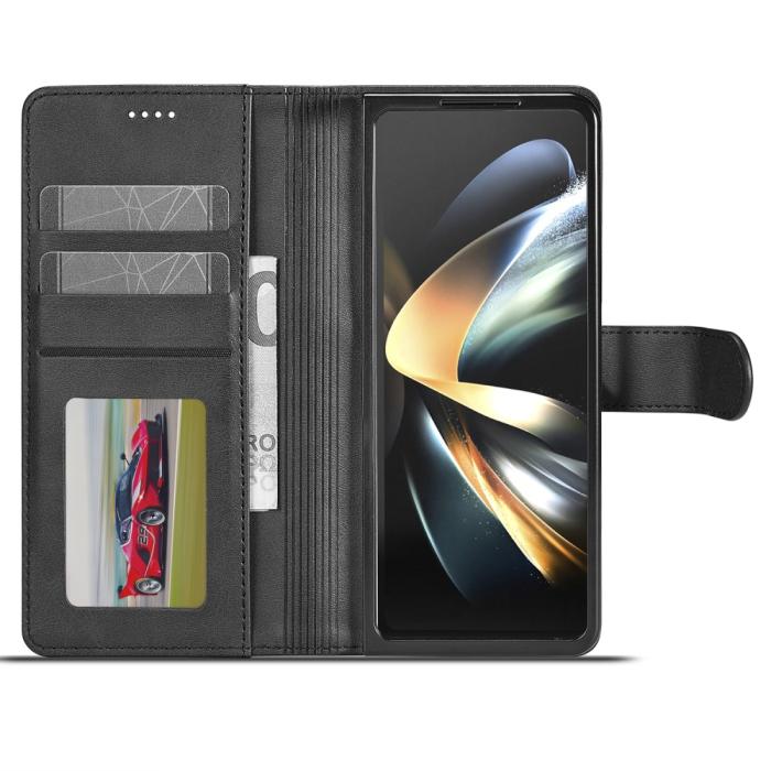 Bild 2, LC.IMEEKE Galaxy Z Fold 5 Fodral Läder Svart