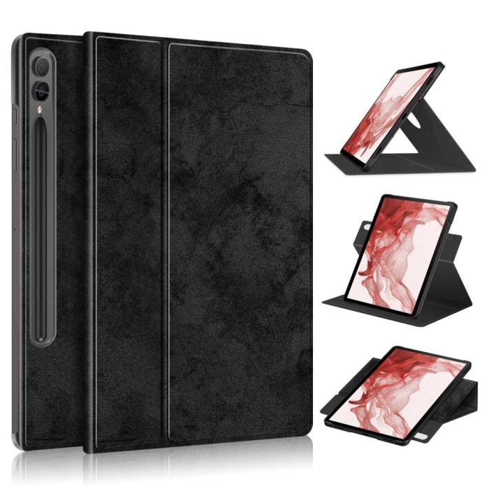 Bild 1, Galaxy Tab S9 Fodral Läder 360° Rotation Svart