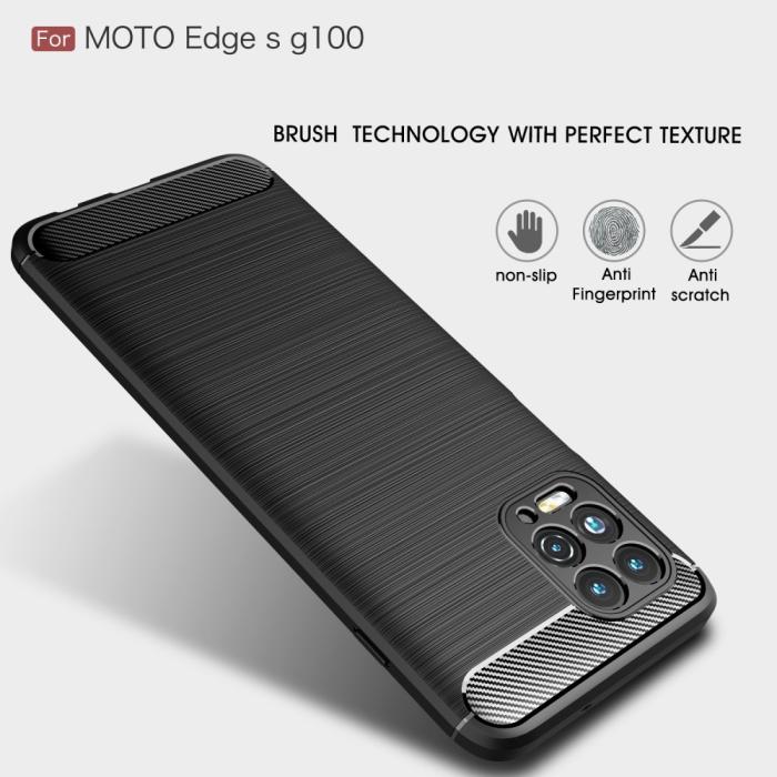 Bild 5, Motorola Moto G100 Skal Borstad Stål- Och Kolfiber Textur Svart
