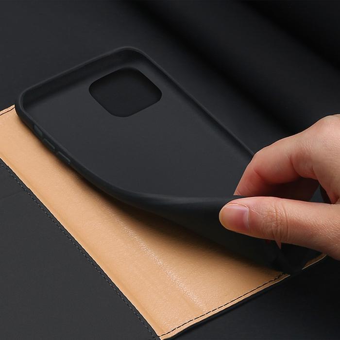 Bild 5, iPhone 12 Pro Max - DUX DUCIS Wish Äkta Läder Fodral - Svart