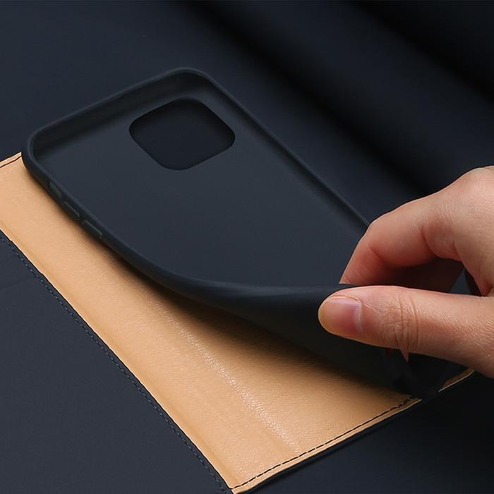 Bild 5, iPhone 12 Pro Max - DUX DUCIS Wish Äkta Läder Fodral - Blå