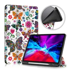 iPad Air 2025-2020/Pro 11 Tri-Fold Fodral Pennhållare Fjärilar
