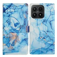 Xiaomi 17 Fodral L&auml;der Marmor Bl&aring;