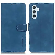 KHAZNEH Samsung Galaxy A57 5G Fodral Retro L&auml;der Bl&aring;