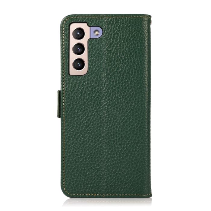 Bild 3, KHAZNEH Samsung Galaxy S22 Fodral RFID Litchi Äkta Läder Grön