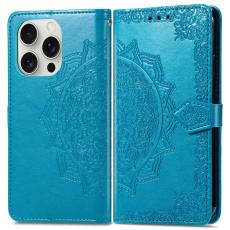 iPhone 16 Pro Fodral Mandala Läder Blå