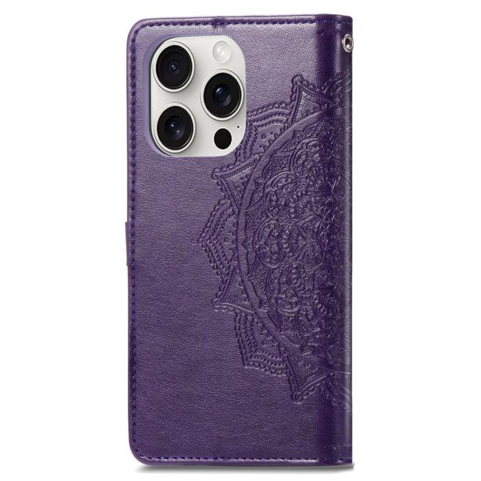 Bild 5, iPhone 16 Pro Fodral Mandala Läder Lila