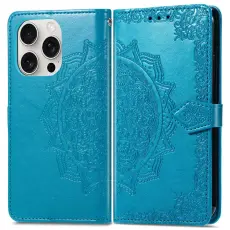 iPhone 16 Pro Fodral Mandala Läder Blå