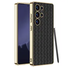 GKK Samsung Galaxy S25 Ultra Skal V&auml;vd Hybrid L&auml;der Svart