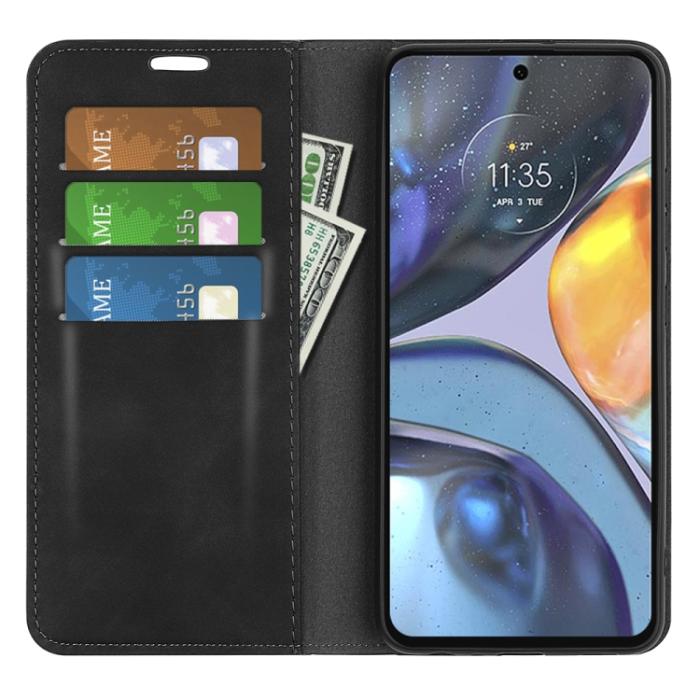 Bild 5, Motorola Moto G22 Fodral Retro Flip Svart
