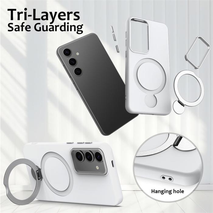 Bild 6, Samsung Galaxy S25 / S24 Skal MagSafe Kickstand Hybrid Vit