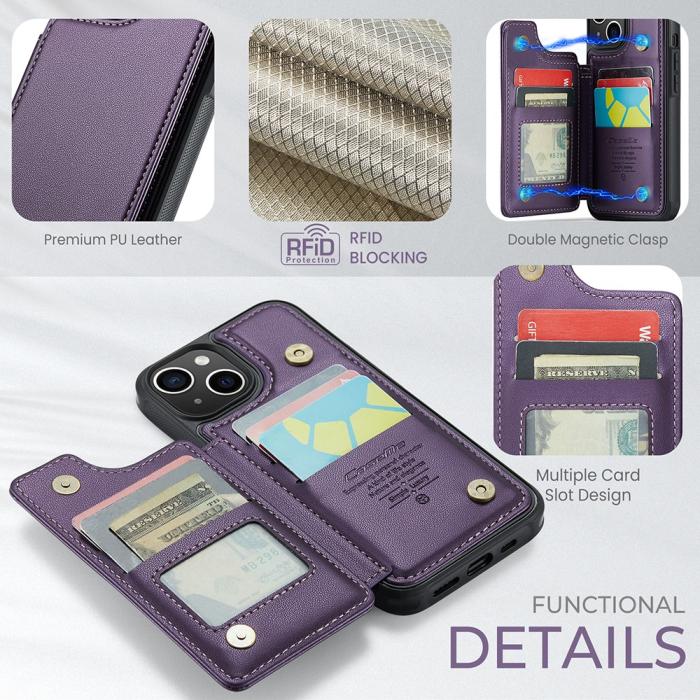 Bild 6, CASEME iPhone 15 Plus Skal RFID Kickstand Plånbok Lila
