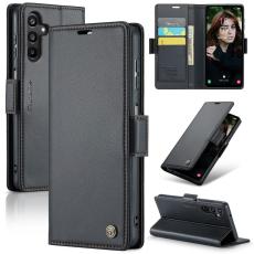 CASEME Samsung Galaxy A16 Fodral L&auml;der RFID Svart