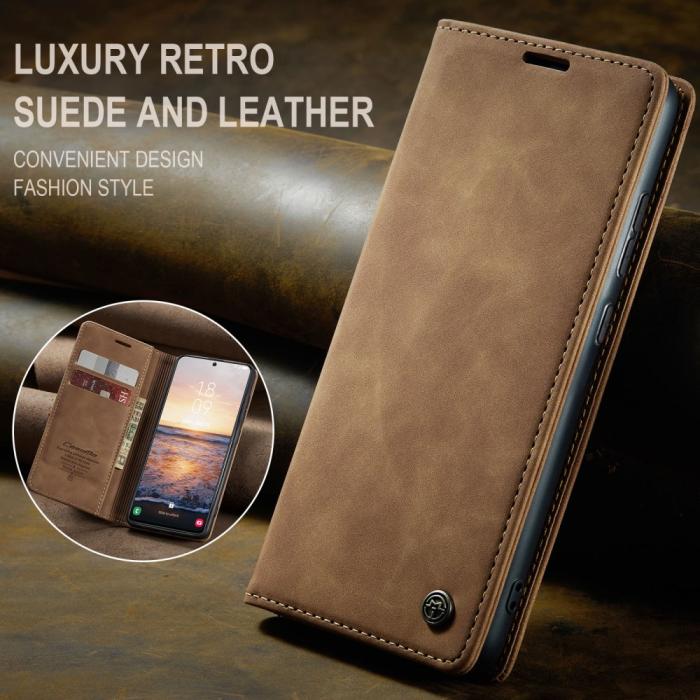 Bild 5, CASEME Galaxy S24 Plus Fodral Flip Retro Läder Brun
