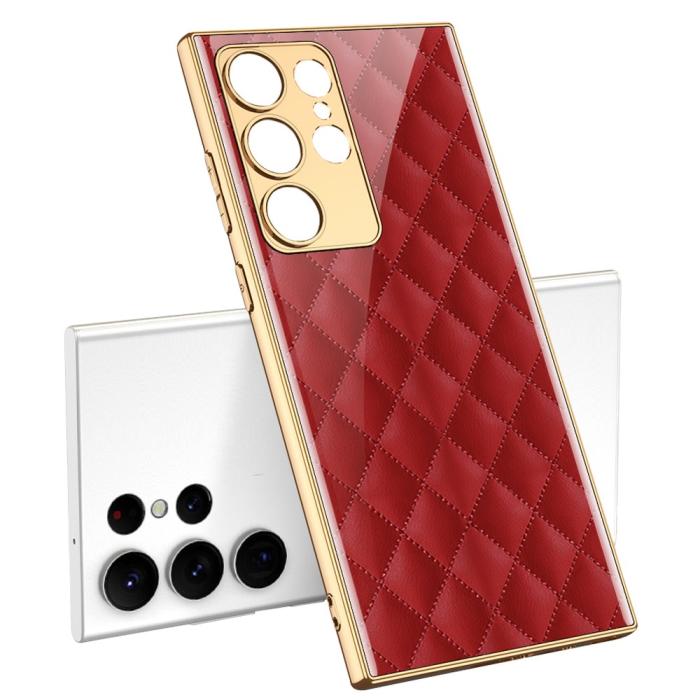 Bild 1, GKK Galaxy S24 Ultra Skal Härdat Glas Electroplate Röd Diamond