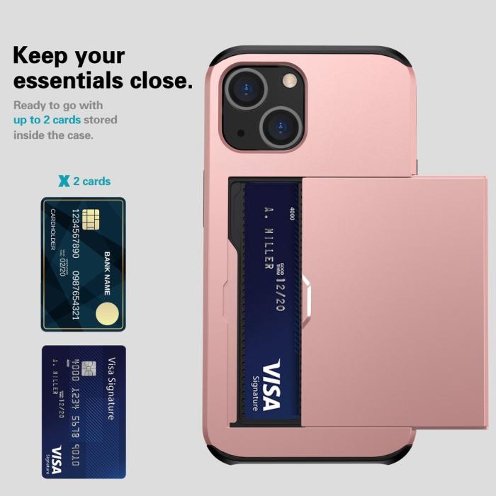 Bild 3, iPhone 15 Plus Skal Hybrid Med Kortfack Roséguld