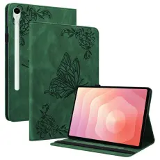 Samsung Galaxy Tab S11 Fodral Butterfly Flower Gr&ouml;n