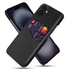 iPhone 17 Skal Med Kortfack L&auml;der Svart