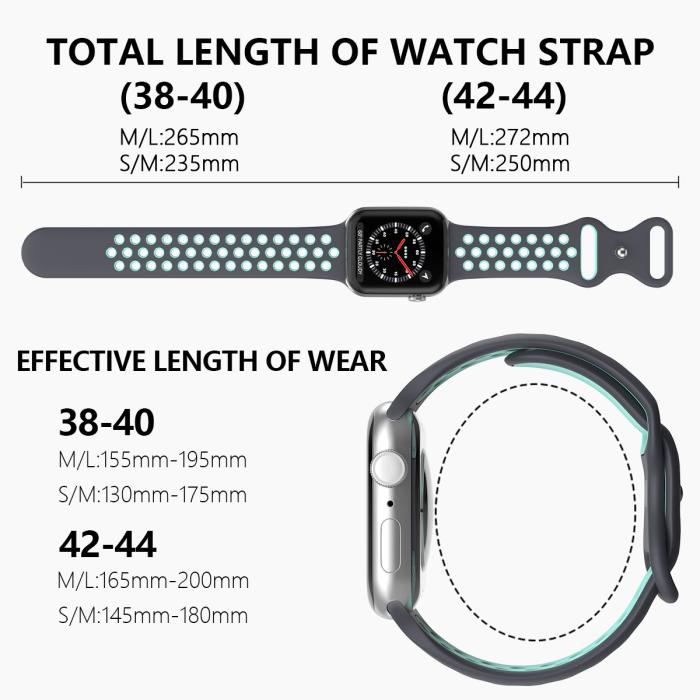 Bild 4, Sportarmband Dual-Color Apple Watch 41/40/38 mm (S/M) Grå/Teal