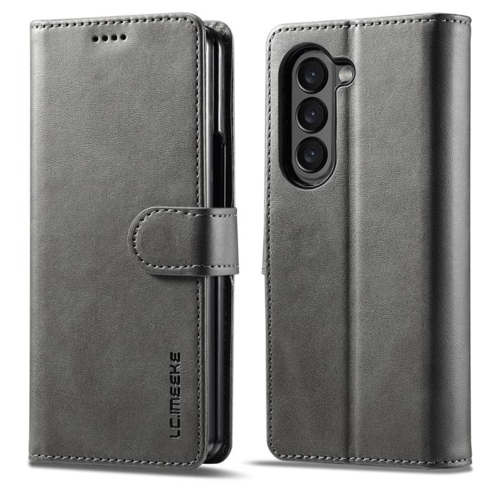Bild 1, LC.IMEEKE Galaxy Z Fold 5 Fodral Läder Grå