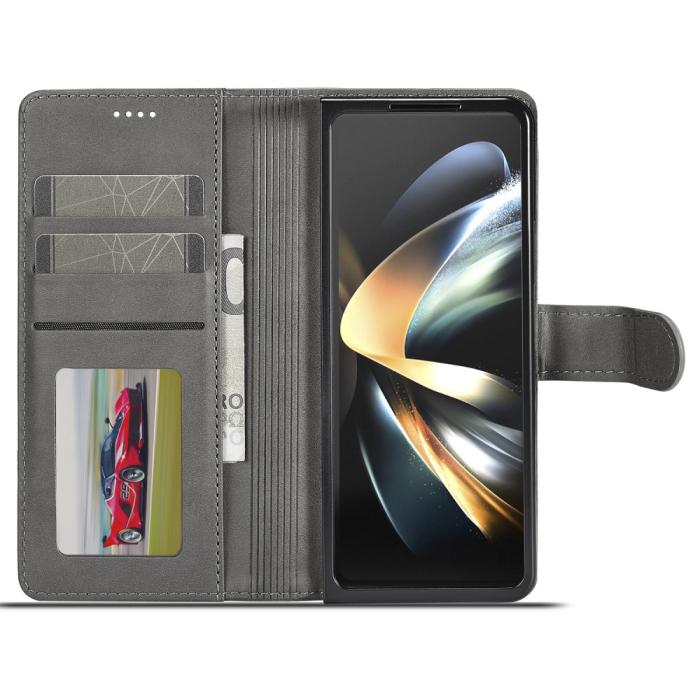 Bild 2, LC.IMEEKE Galaxy Z Fold 5 Fodral Läder Grå