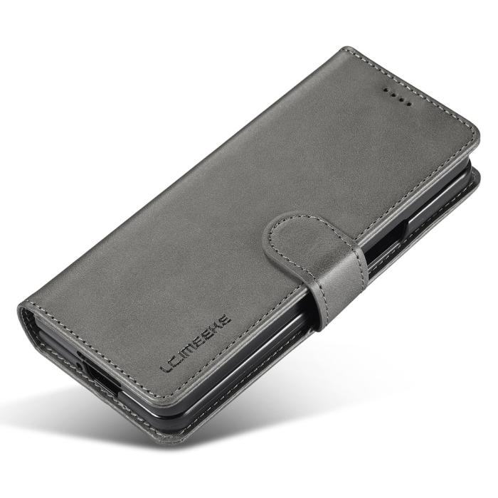 Bild 4, LC.IMEEKE Galaxy Z Fold 5 Fodral Läder Grå