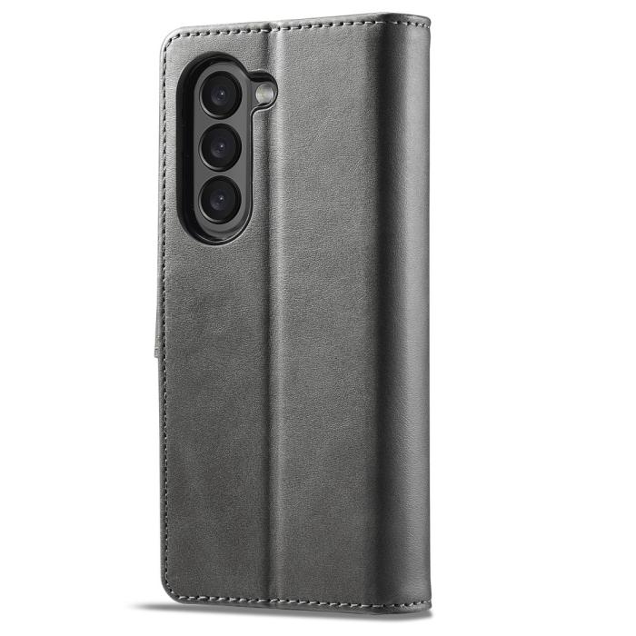 Bild 5, LC.IMEEKE Galaxy Z Fold 5 Fodral Läder Grå